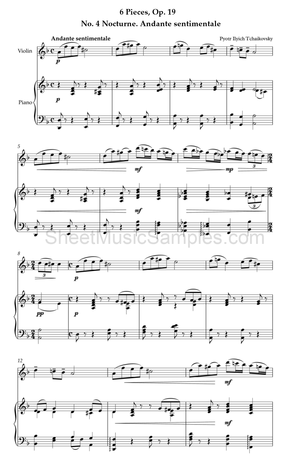 6 Pieces, Op. 19 - No. 4 Nocturne. Andante sentimentale