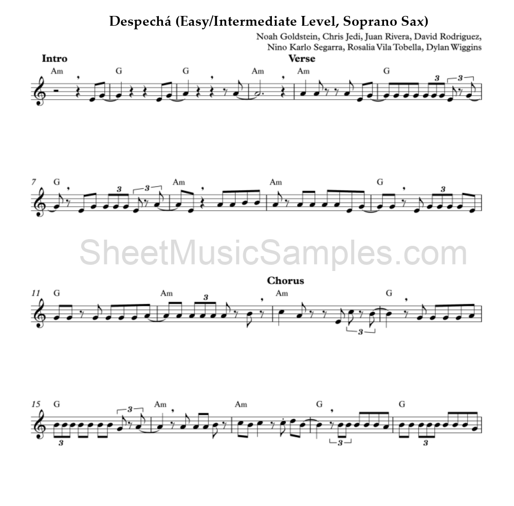 Despechá (Easy/Intermediate Level, Soprano Sax)