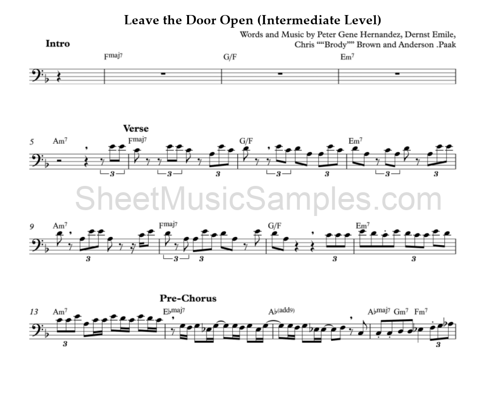 Leave the Door Open (Intermediate Level)