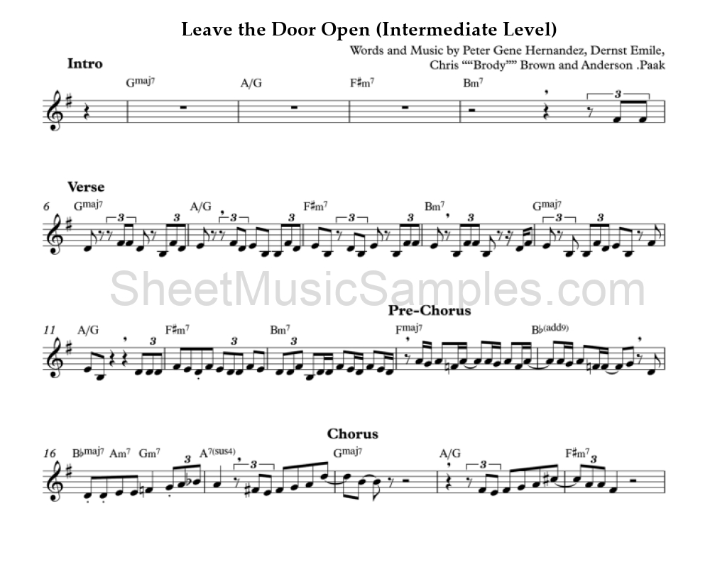 Leave the Door Open (Intermediate Level)