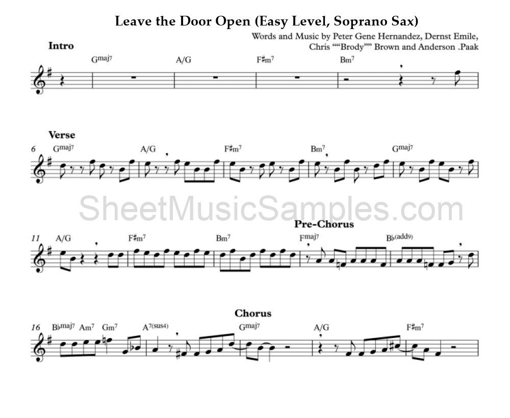 Leave the Door Open (Easy Level, Soprano Sax)