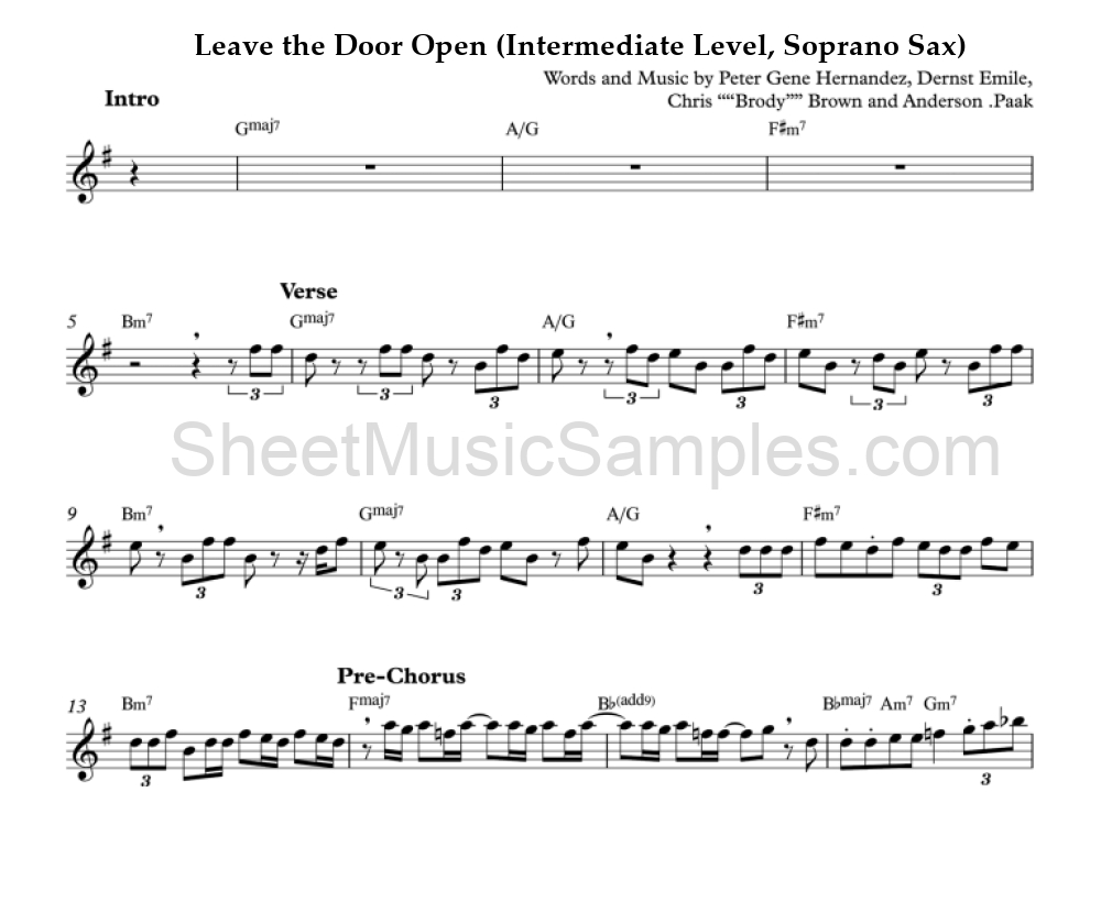 Leave the Door Open (Intermediate Level, Soprano Sax)