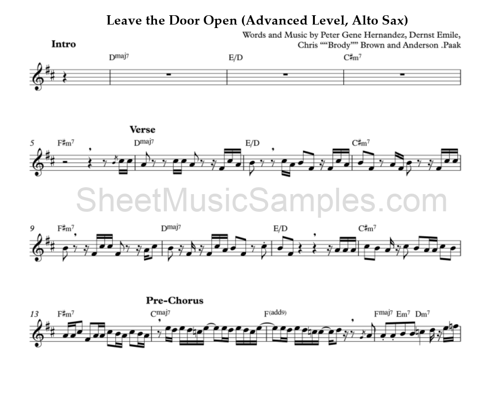 Leave the Door Open (Advanced Level, Alto Sax)