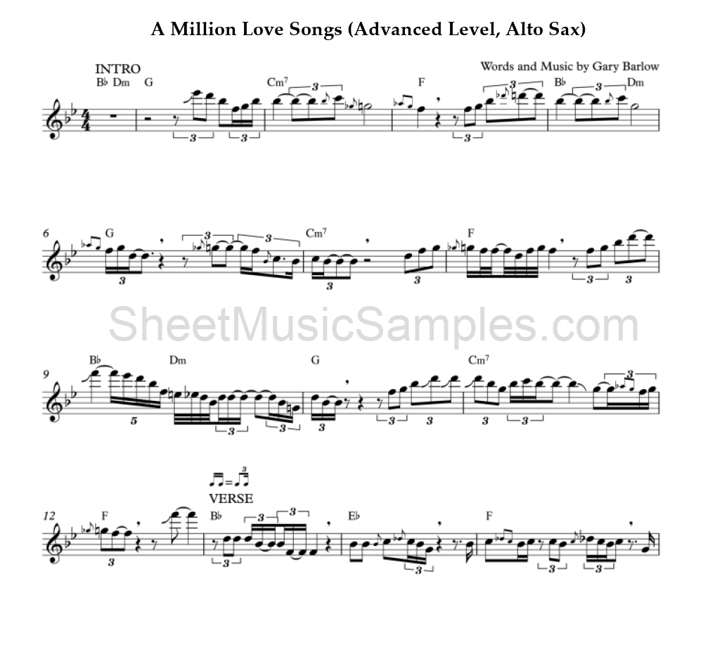 A Million Love Songs (Advanced Level, Alto Sax)