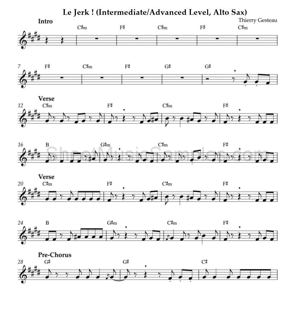 Le Jerk ! (Intermediate/Advanced Level, Alto Sax)