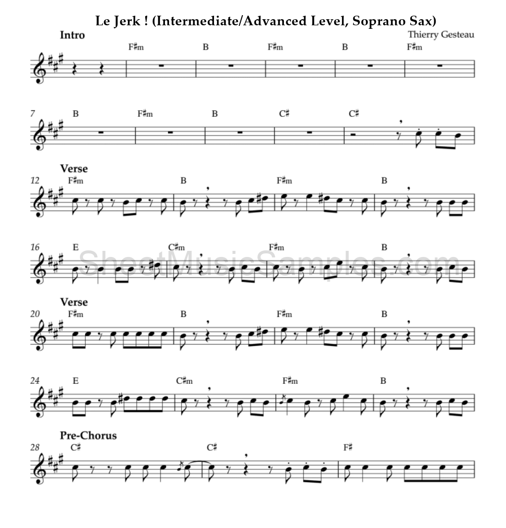 Le Jerk ! (Intermediate/Advanced Level, Soprano Sax)