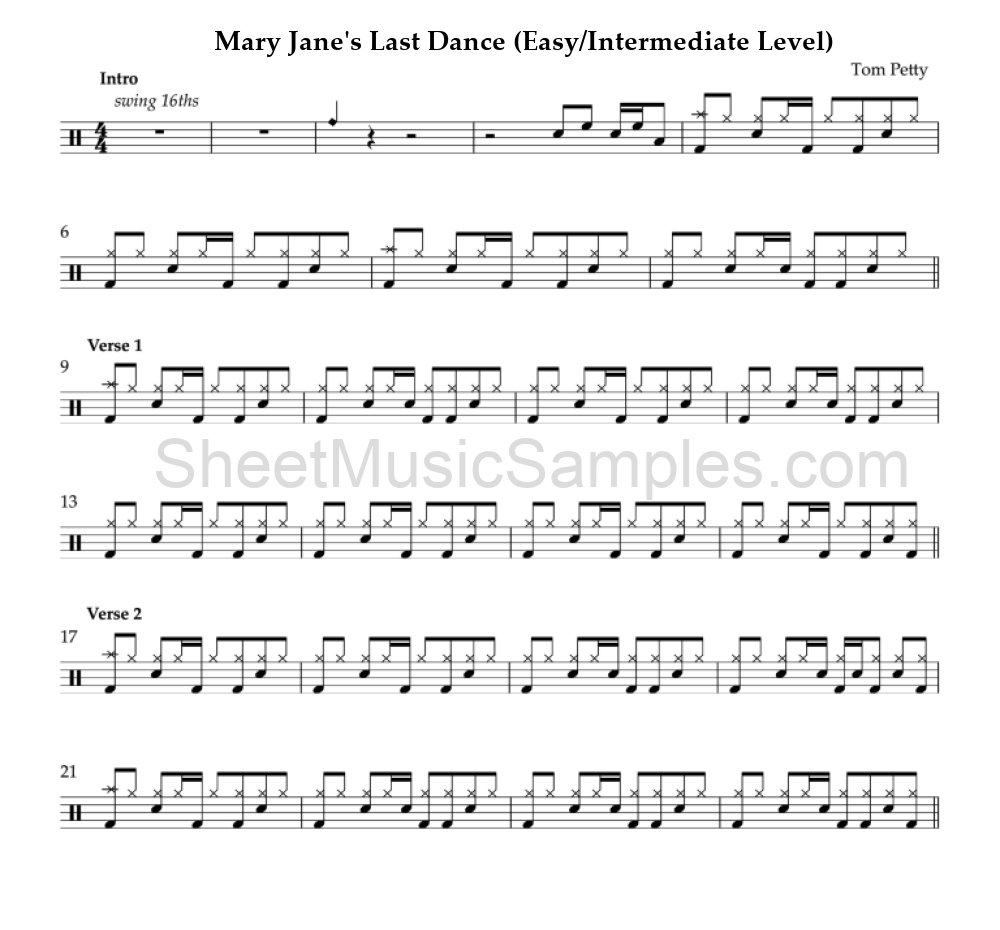 Mary Jane's Last Dance (Easy/Intermediate Level)