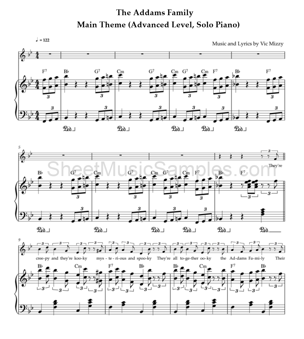 The Addams Family - Main Theme (Advanced Level, Solo Piano)