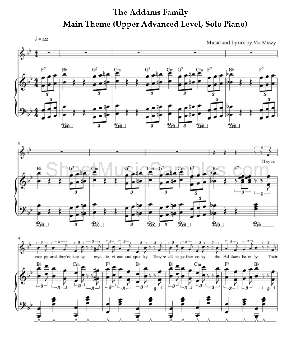 The Addams Family - Main Theme (Upper Advanced Level, Solo Piano)