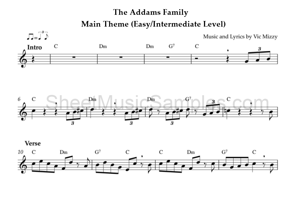 The Addams Family - Main Theme (Easy/Intermediate Level)