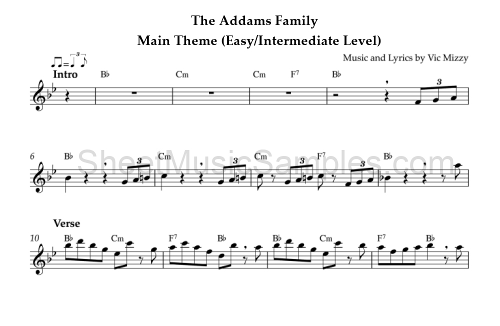 The Addams Family - Main Theme (Easy/Intermediate Level)