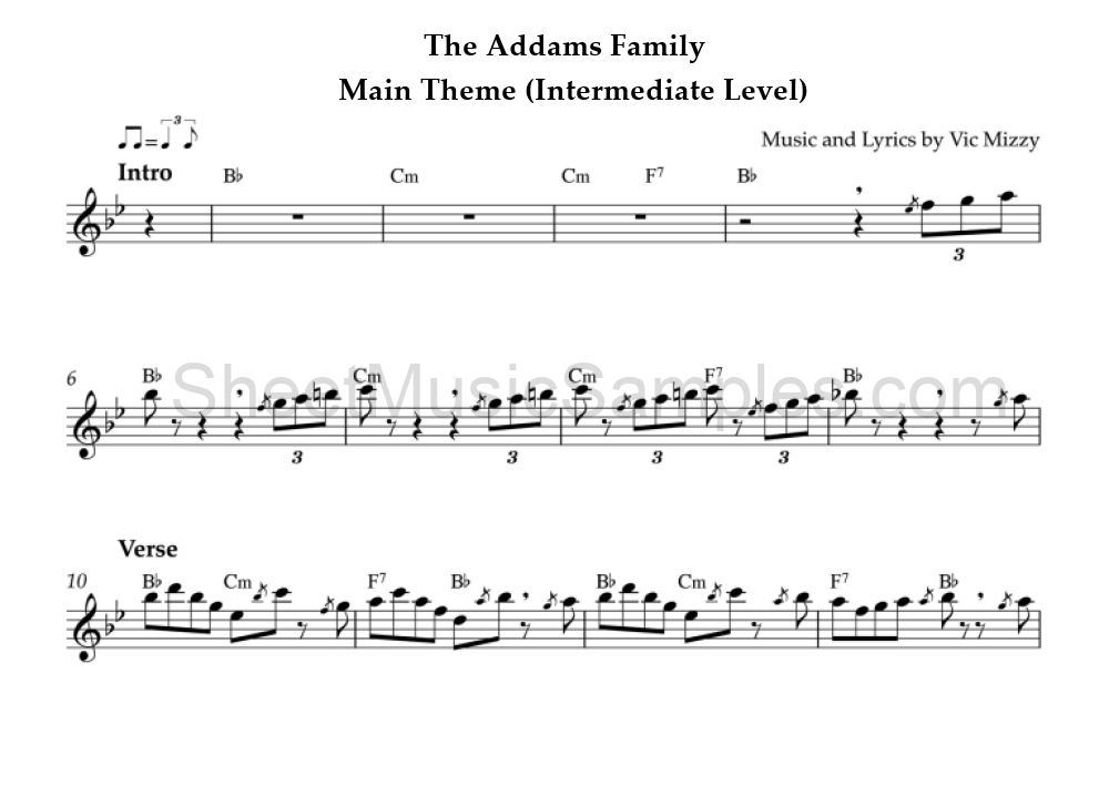 The Addams Family - Main Theme (Intermediate Level)