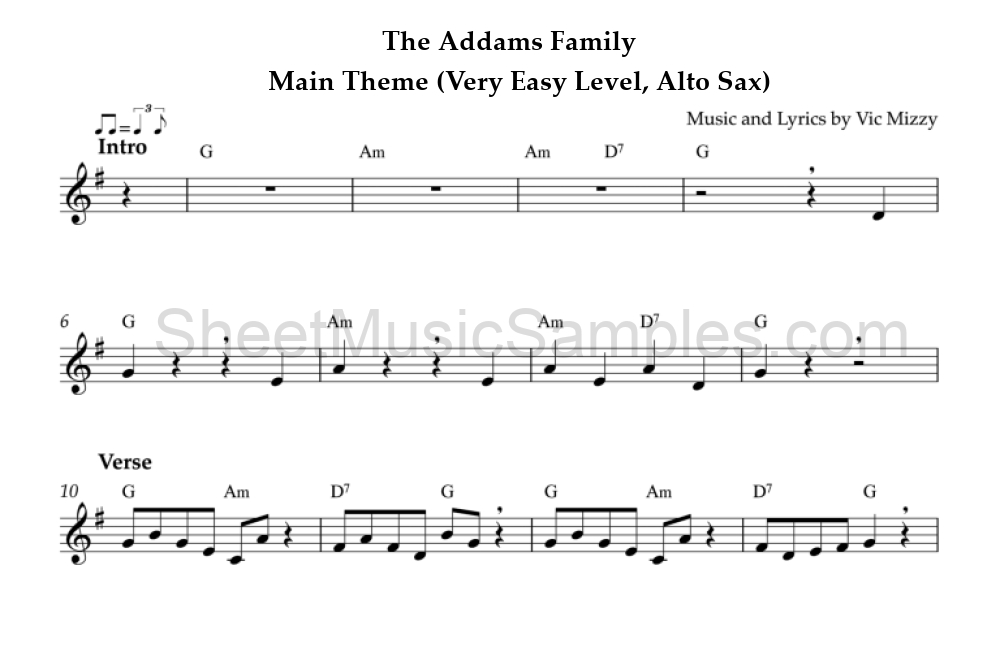 The Addams Family - Main Theme (Very Easy Level, Alto Sax)