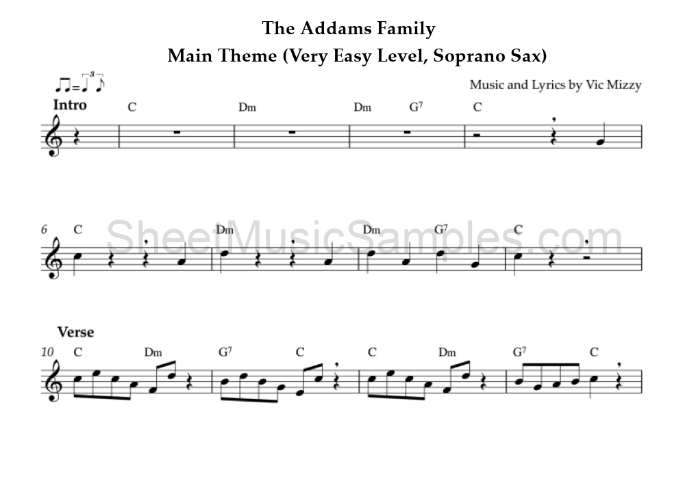 The Addams Family - Main Theme (Very Easy Level, Soprano Sax)