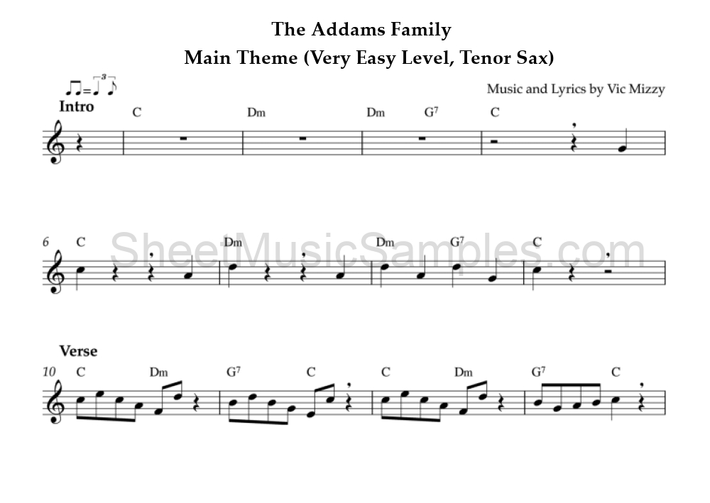 The Addams Family - Main Theme (Very Easy Level, Tenor Sax)