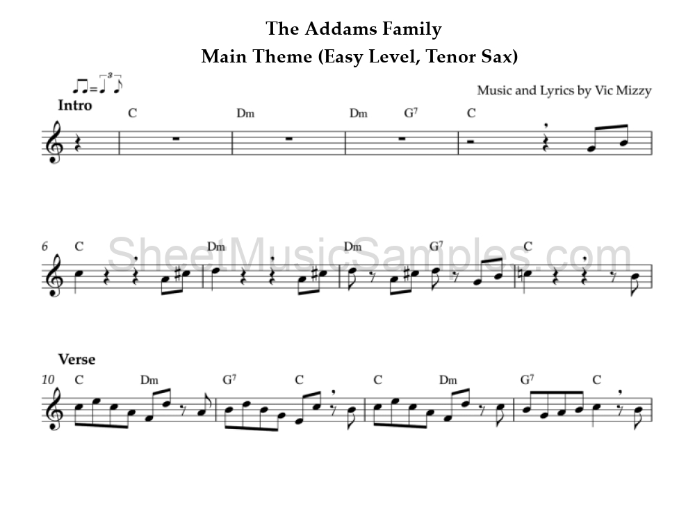 The Addams Family - Main Theme (Easy Level, Tenor Sax)