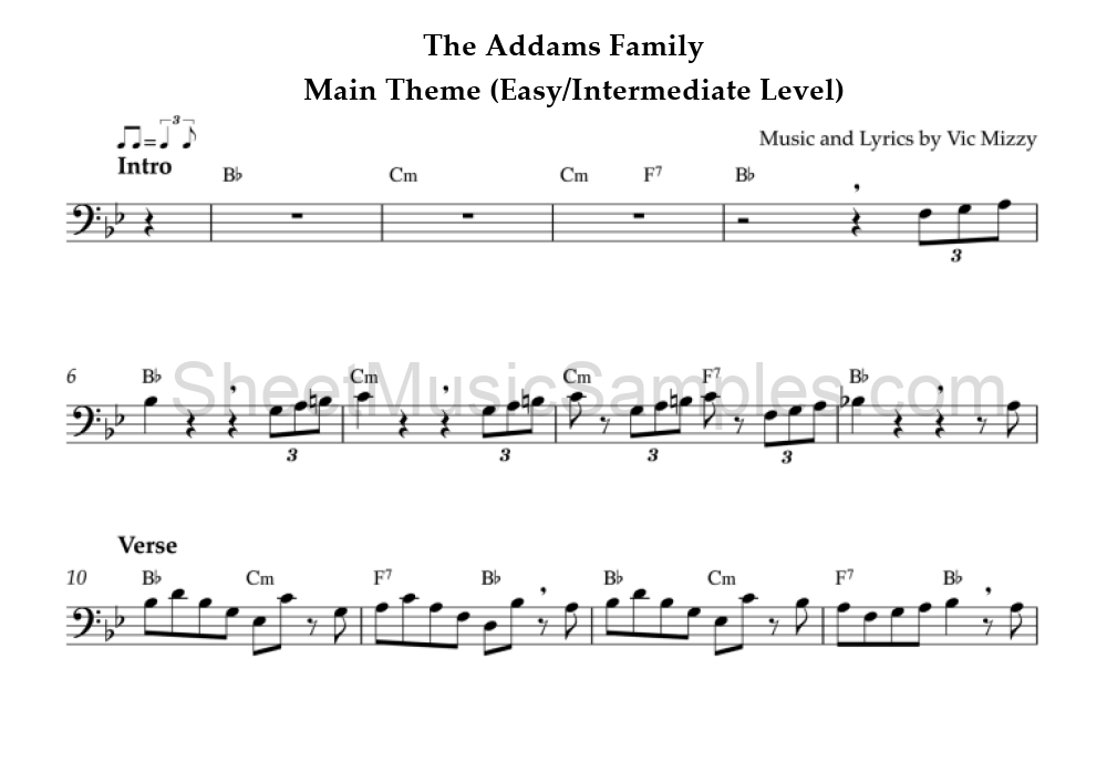 The Addams Family - Main Theme (Easy/Intermediate Level)