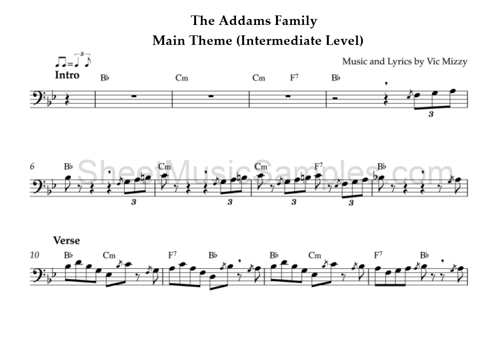 The Addams Family - Main Theme (Intermediate Level)