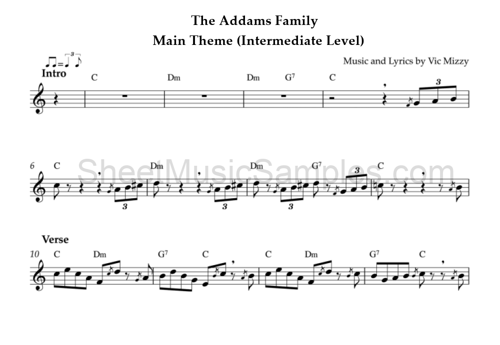 The Addams Family - Main Theme (Intermediate Level)