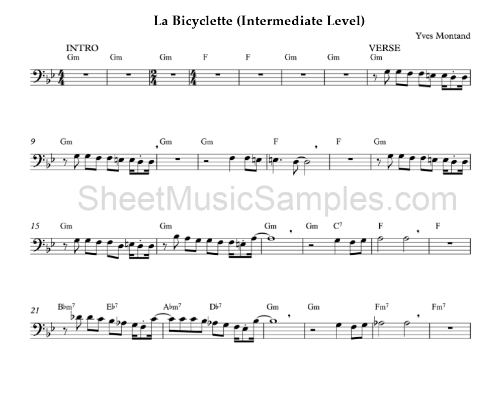 La Bicyclette (Intermediate Level)