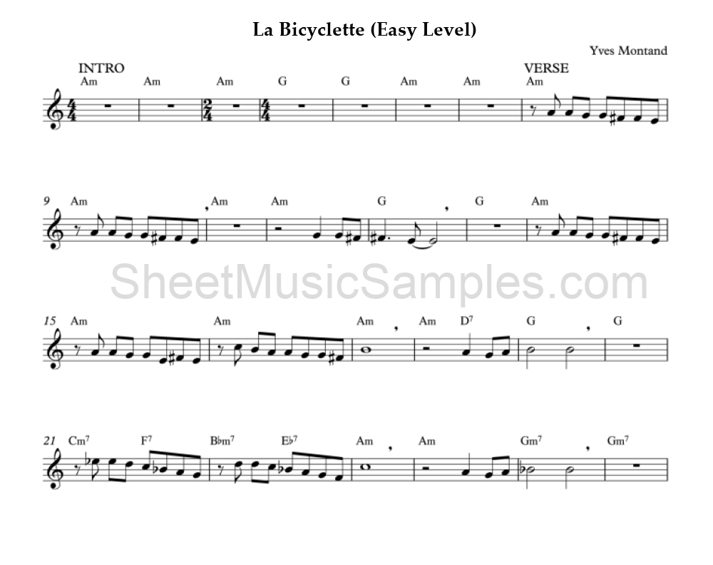 La Bicyclette (Easy Level)