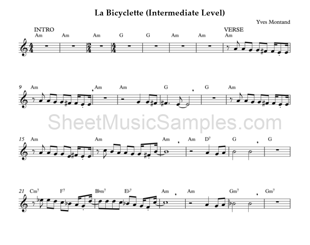 La Bicyclette (Intermediate Level)