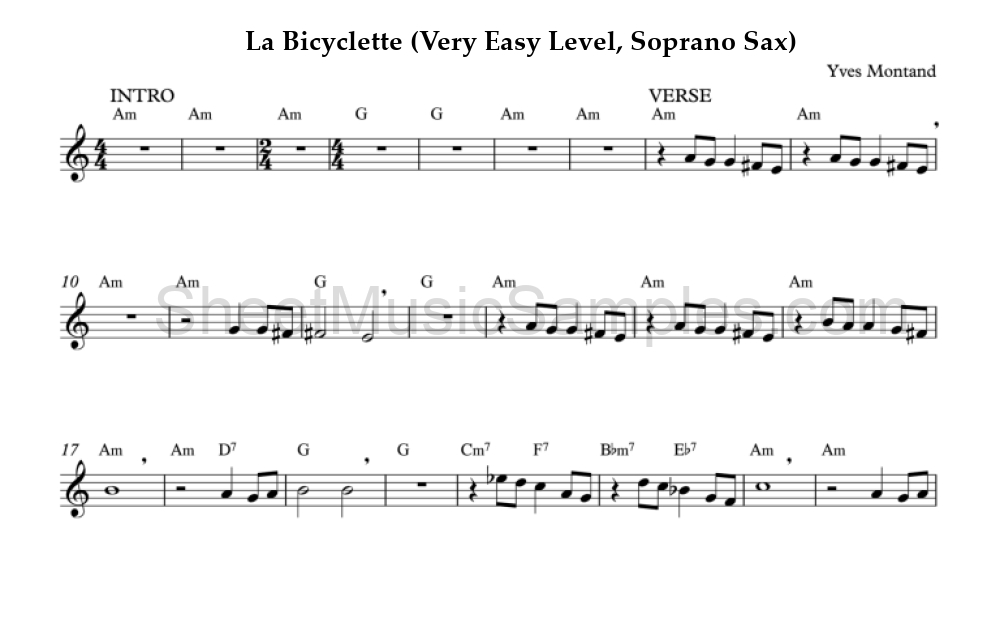 La Bicyclette (Very Easy Level, Soprano Sax)