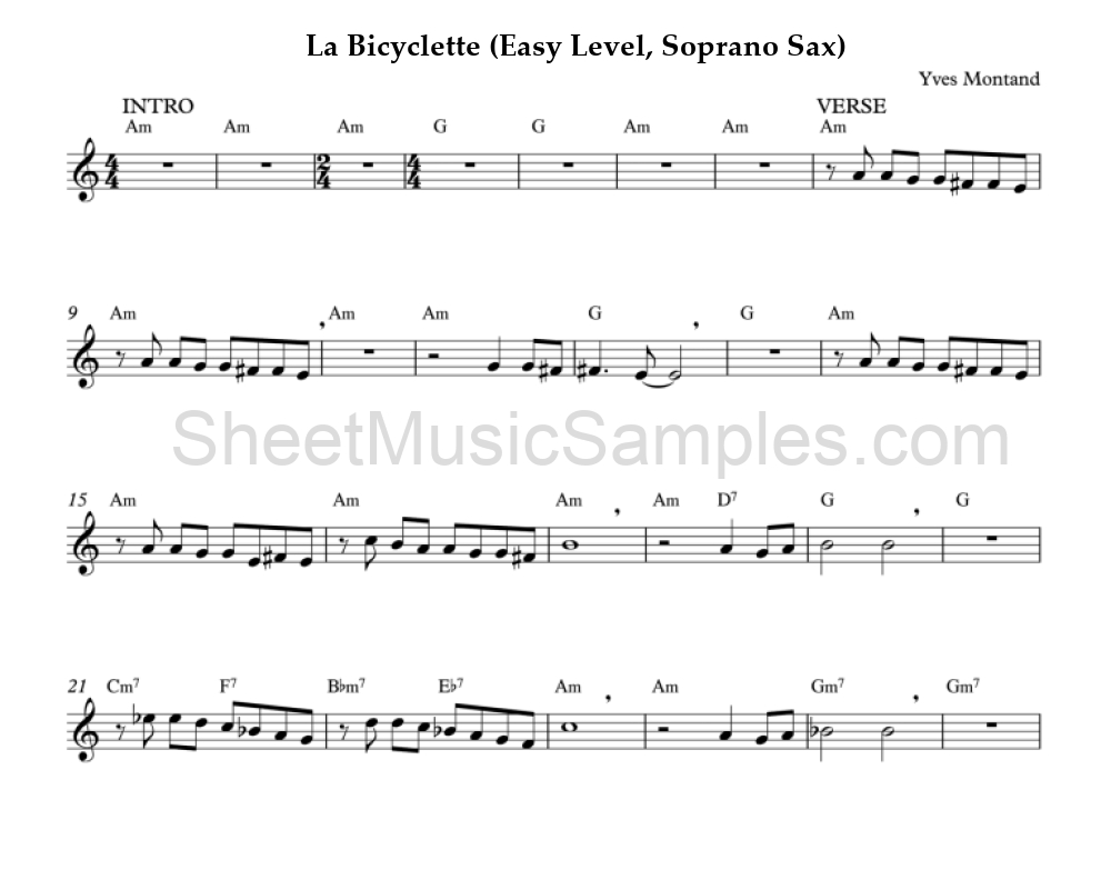 La Bicyclette (Easy Level, Soprano Sax)