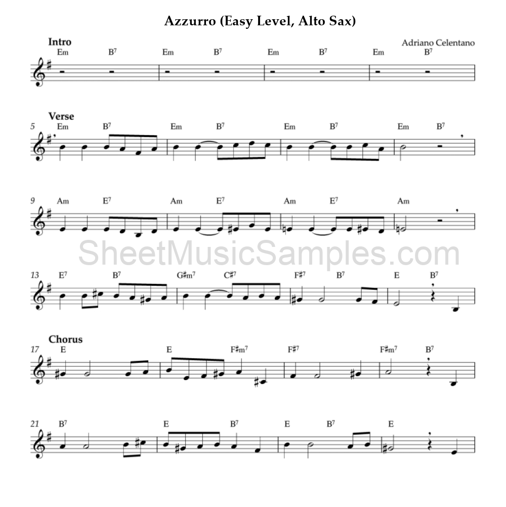 Azzurro (Easy Level, Alto Sax)