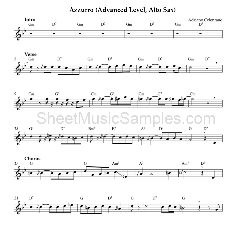 Azzurro (Advanced Level, Alto Sax)