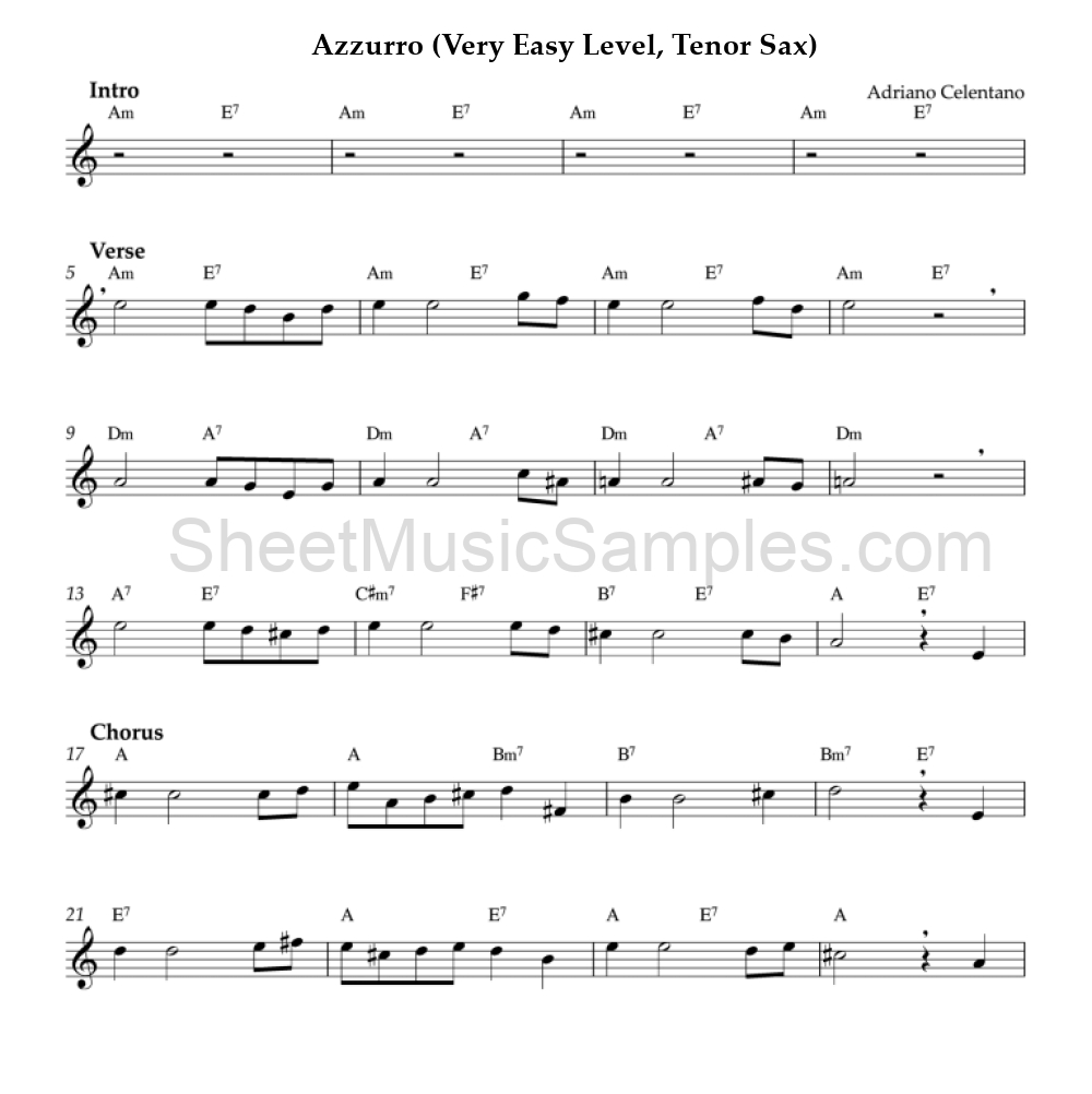 Azzurro (Very Easy Level, Tenor Sax)