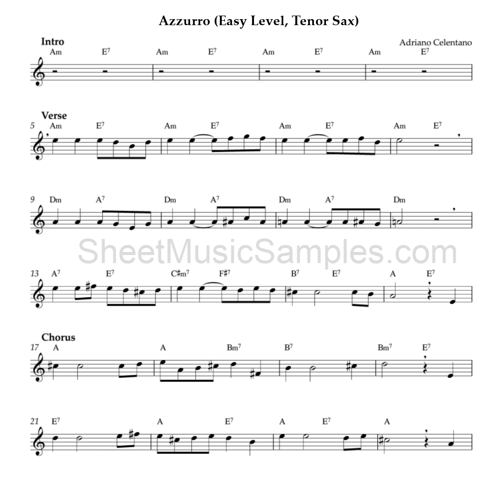 Azzurro (Easy Level, Tenor Sax)