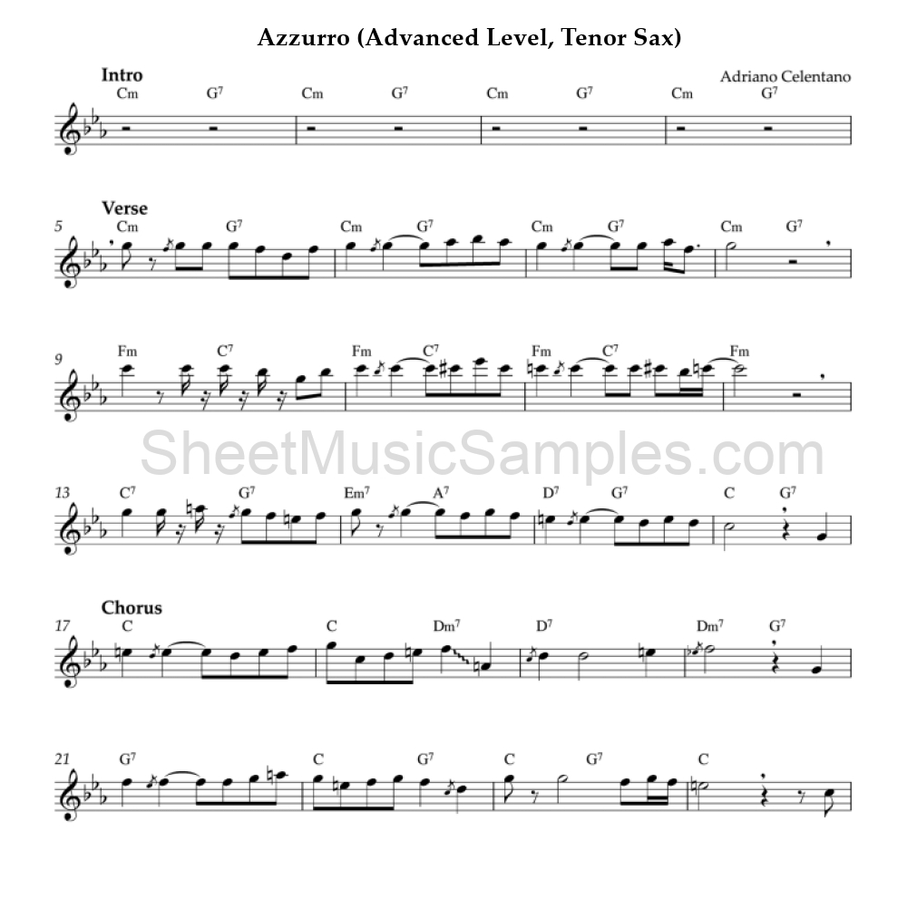 Azzurro (Advanced Level, Tenor Sax)