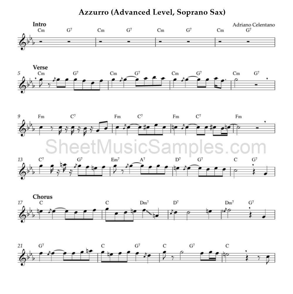 Azzurro (Advanced Level, Soprano Sax)