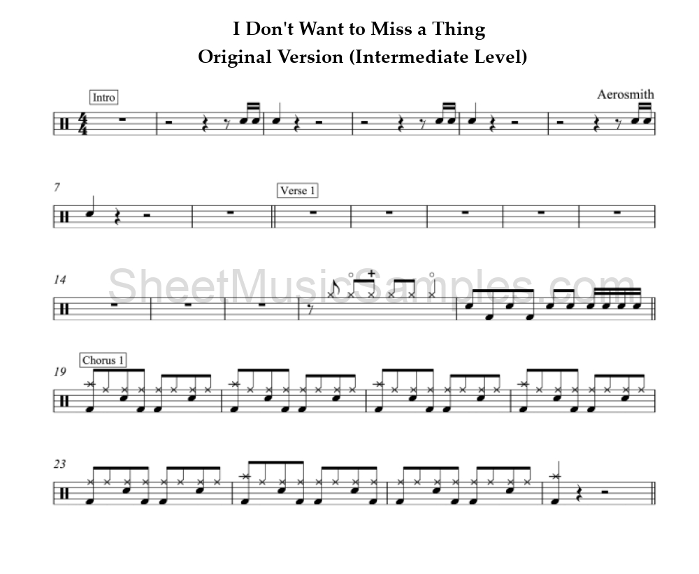 I Don't Want to Miss a Thing - Original Version (Intermediate Level)