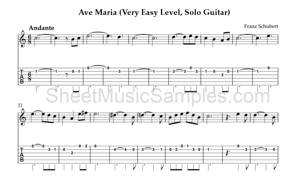 Ave Maria (Very Easy Level, Solo Guitar)