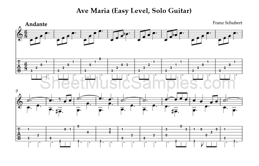 Ave Maria (Easy Level, Solo Guitar)