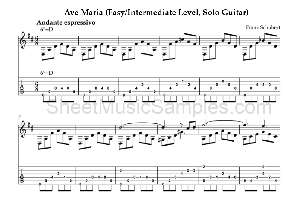 Ave Maria (Easy/Intermediate Level, Solo Guitar)