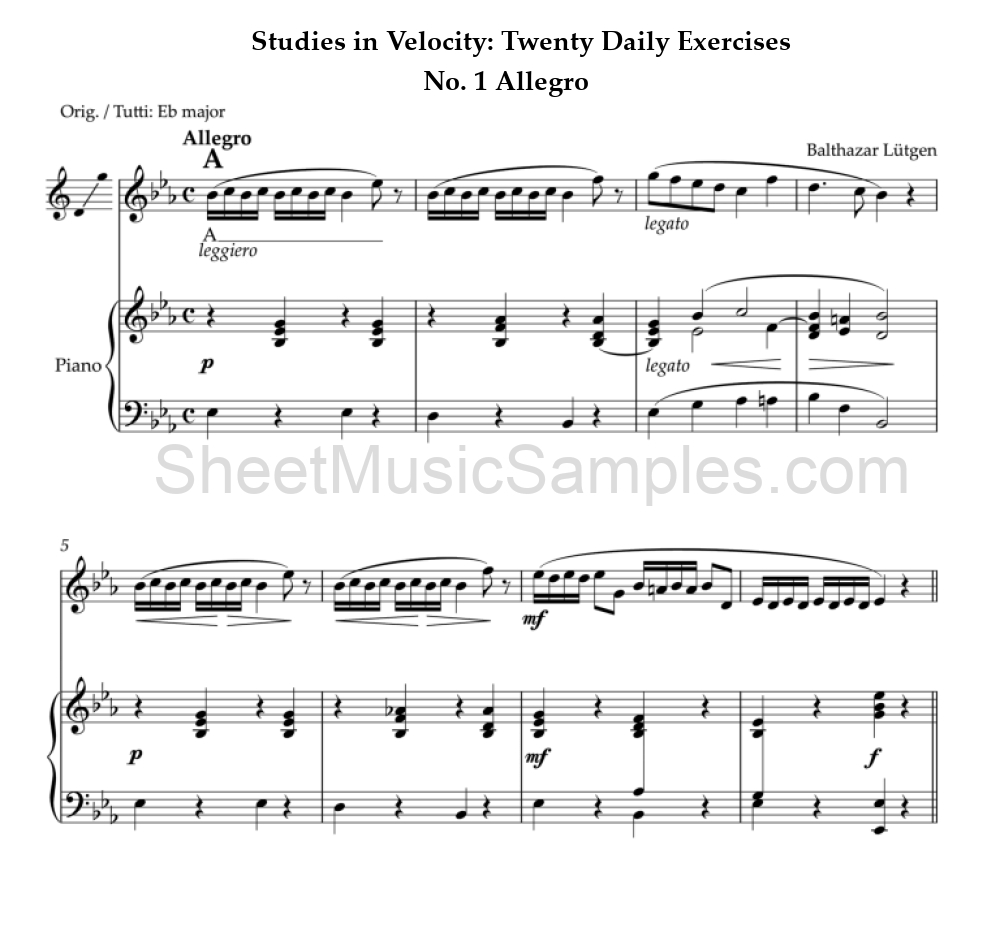 Studies in Velocity: Twenty Daily Exercises - No. 1 Allegro