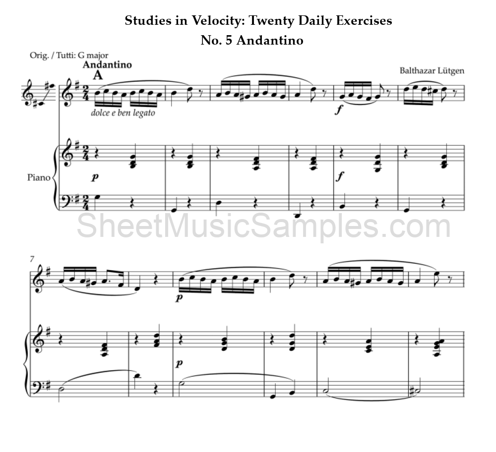 Studies in Velocity: Twenty Daily Exercises - No. 5 Andantino