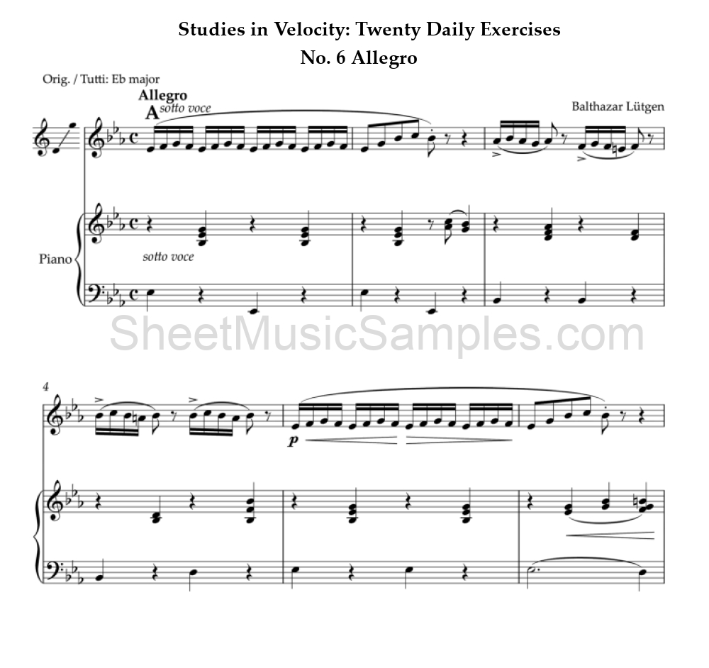 Studies in Velocity: Twenty Daily Exercises - No. 6 Allegro