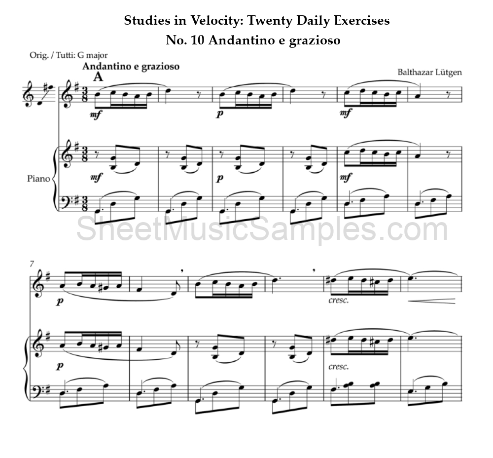 Studies in Velocity: Twenty Daily Exercises - No. 10 Andantino e grazioso