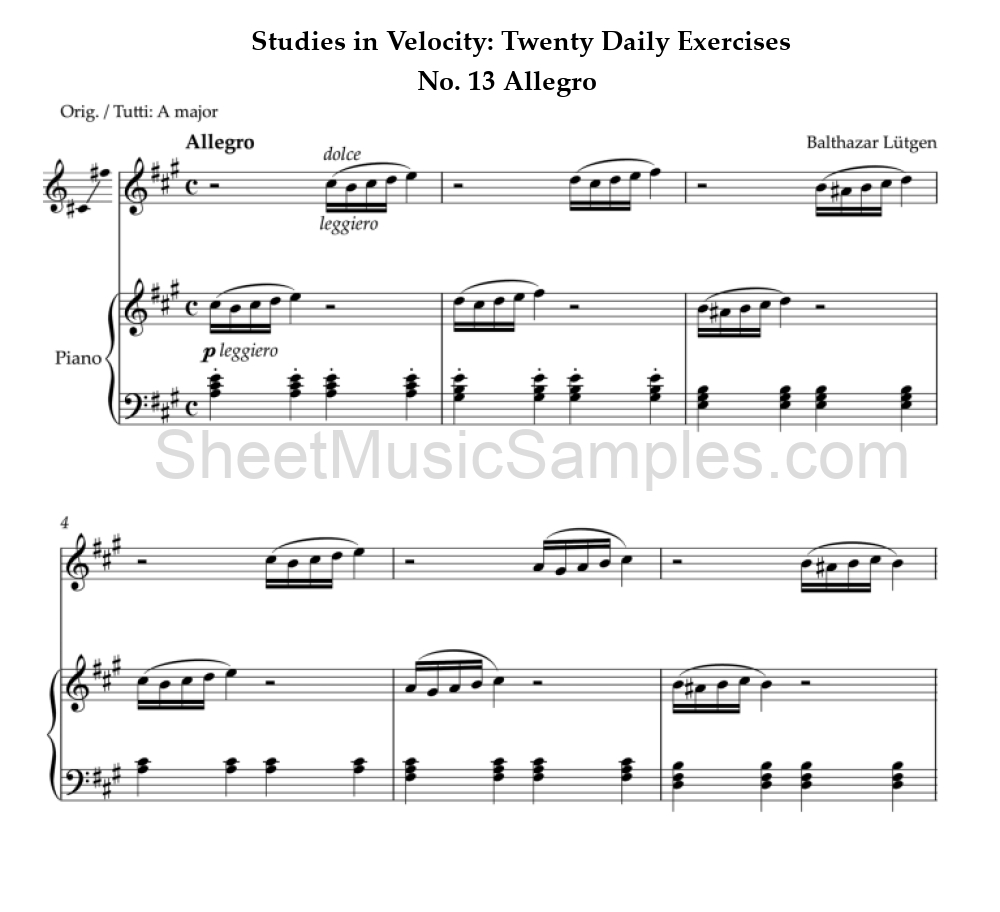 Studies in Velocity: Twenty Daily Exercises - No. 13 Allegro