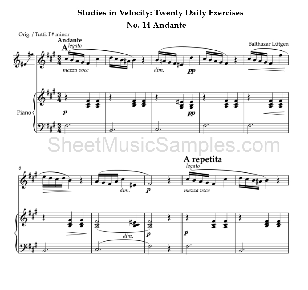 Studies in Velocity: Twenty Daily Exercises - No. 14 Andante