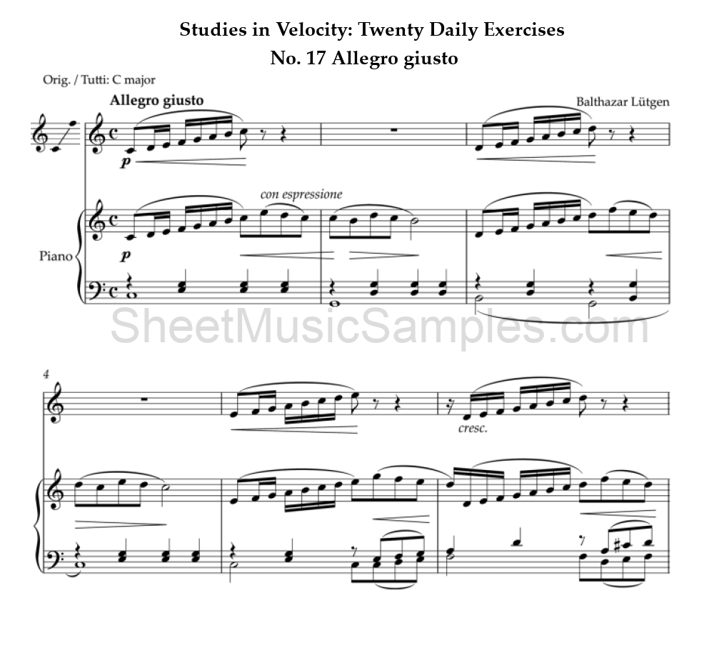 Studies in Velocity: Twenty Daily Exercises - No. 17 Allegro giusto