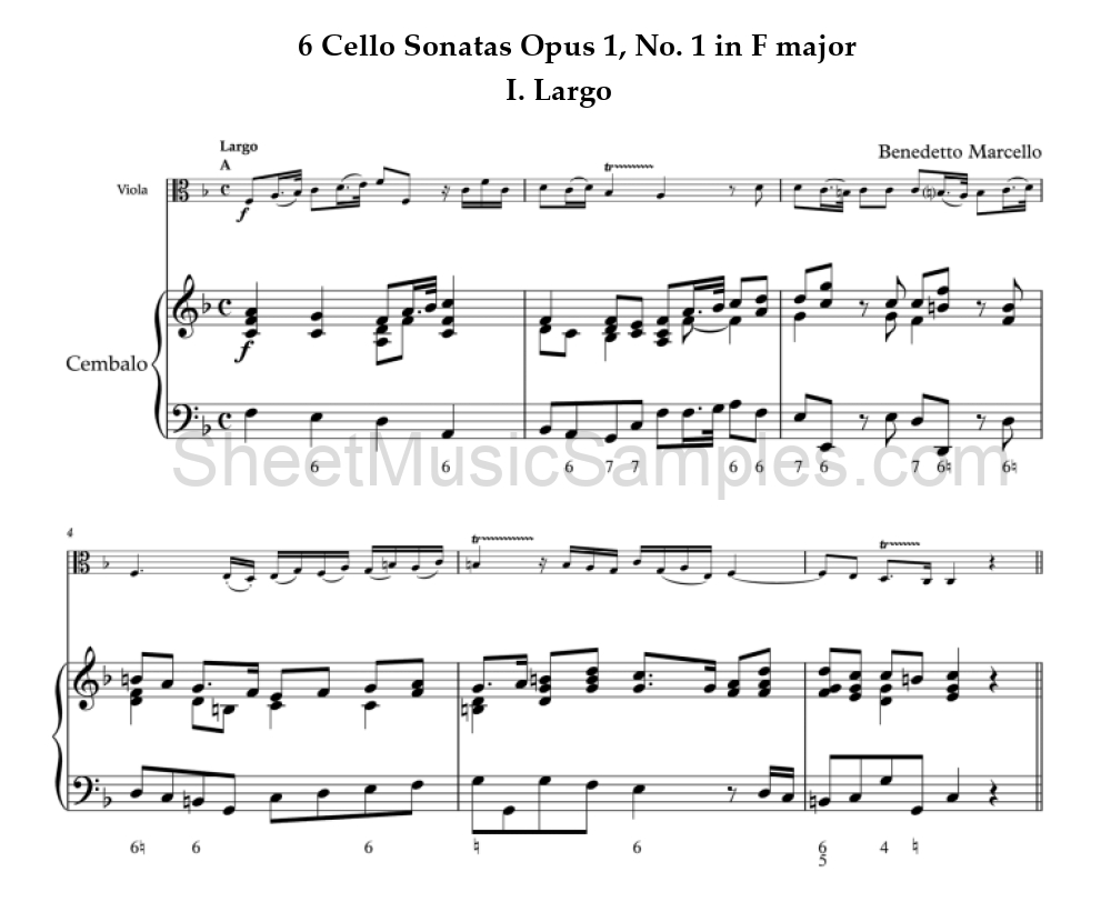 6 Cello Sonatas Opus 1, No. 1 in F major - I. Largo