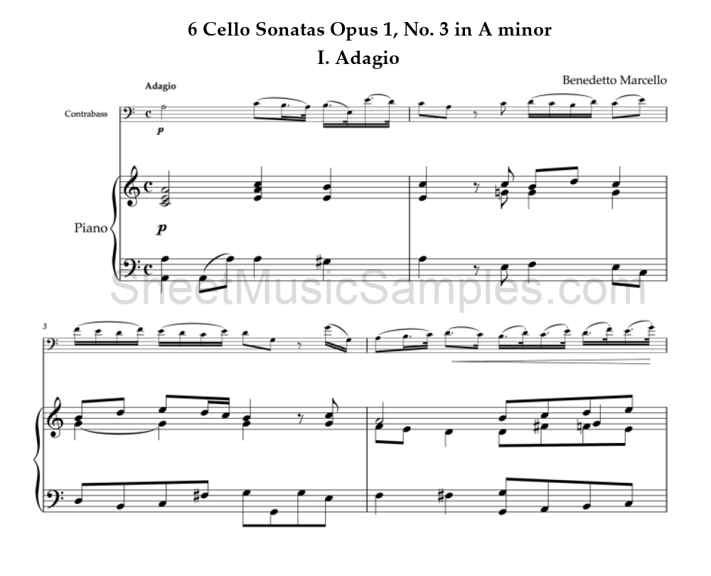 6 Cello Sonatas Opus 1, No. 3 in A minor - I. Adagio