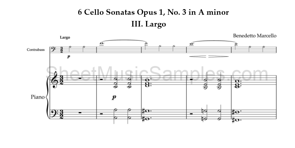 6 Cello Sonatas Opus 1, No. 3 in A minor - III. Largo