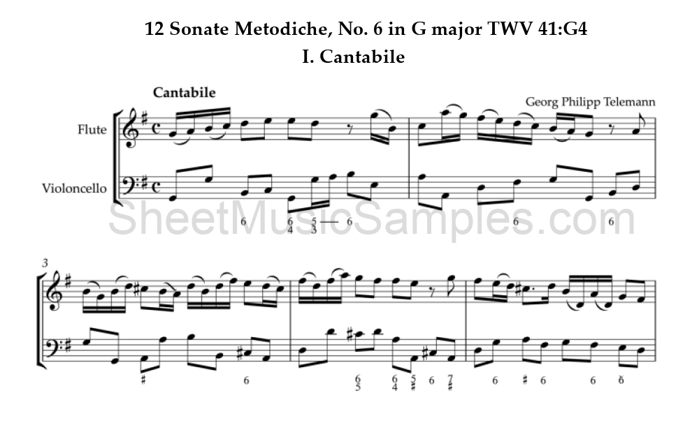 12 Sonate Metodiche, No. 6 in G major TWV 41:G4 - I. Cantabile