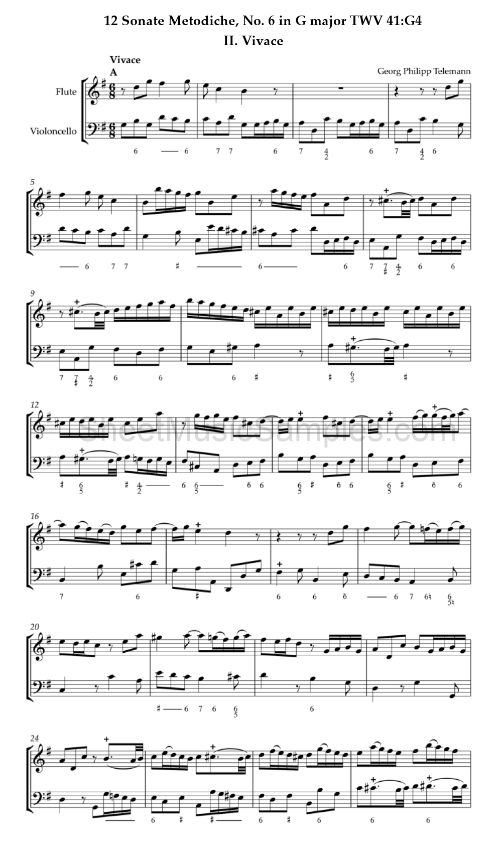 12 Sonate Metodiche, No. 6 in G major TWV 41:G4 - II. Vivace